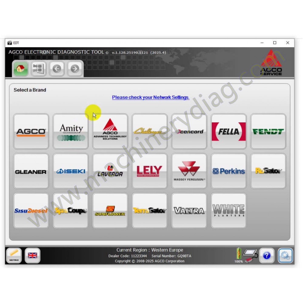 AGCO EDT 2025.09 1.128 Electronic Diagnostic Tool Software