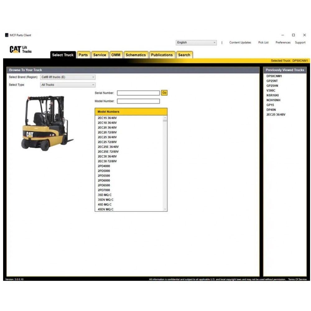 Caterpillar Forklift Truck EPC MCFA/MCFE/MCFS VMware 2019