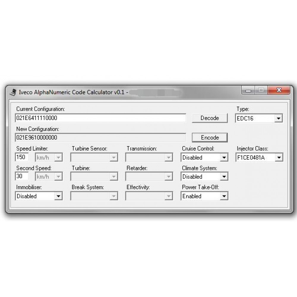 Iveco Alphanumeric Code Calculator v0.1