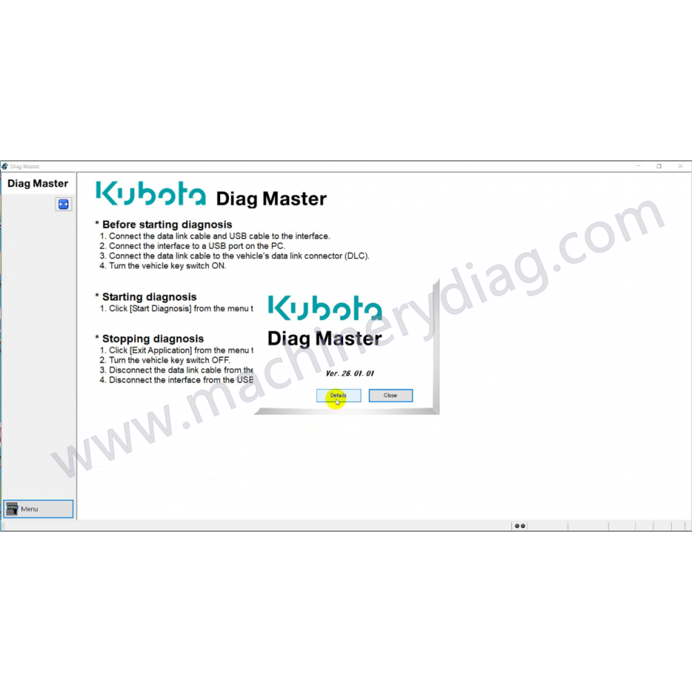 Kubota Takeuchi Diagmaster 26.01.01 Diagnostic Software 2026.01